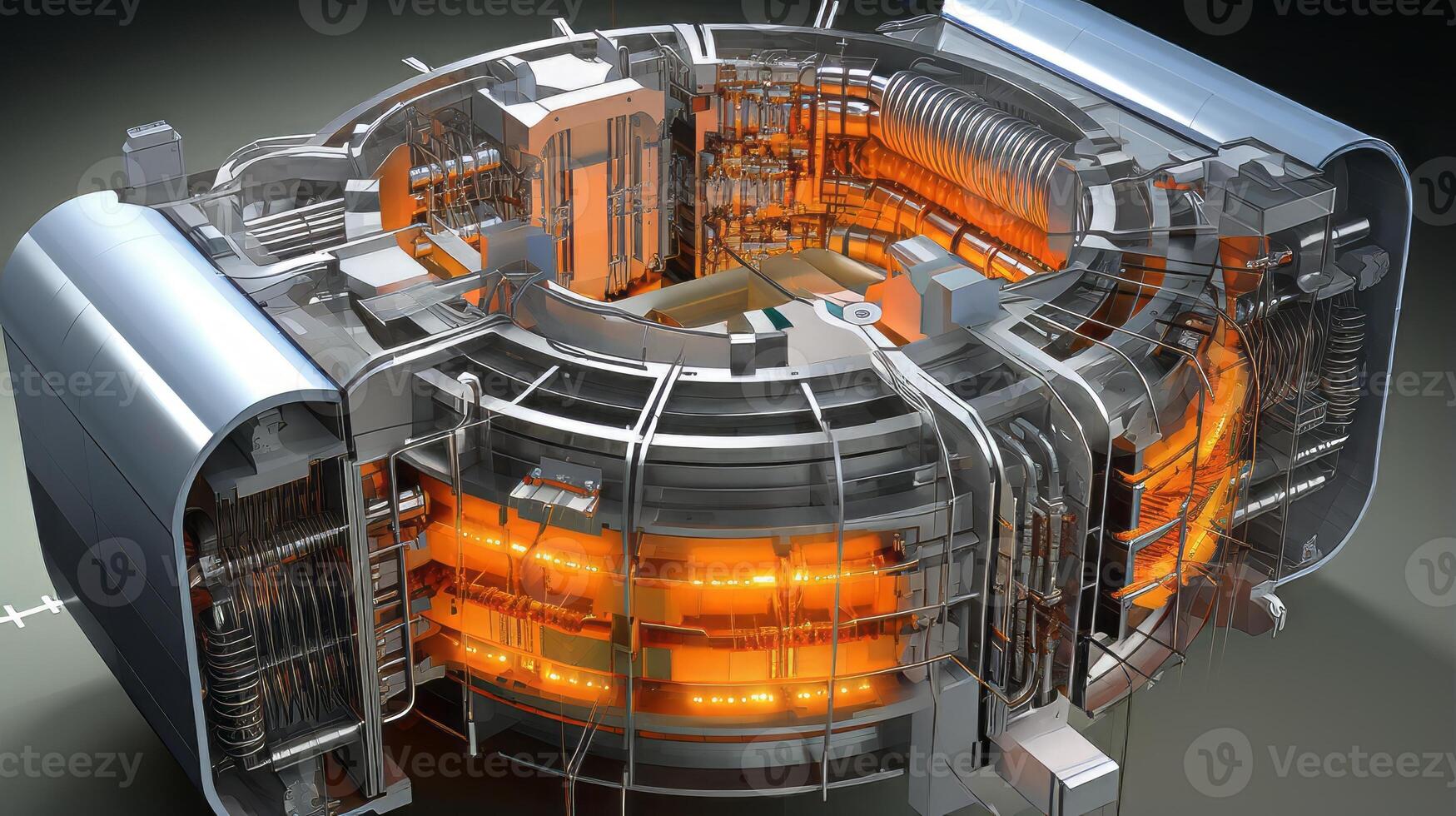 AI generated Diagram of nuclear fusion reactor's plasma confinement. Generative AI photo