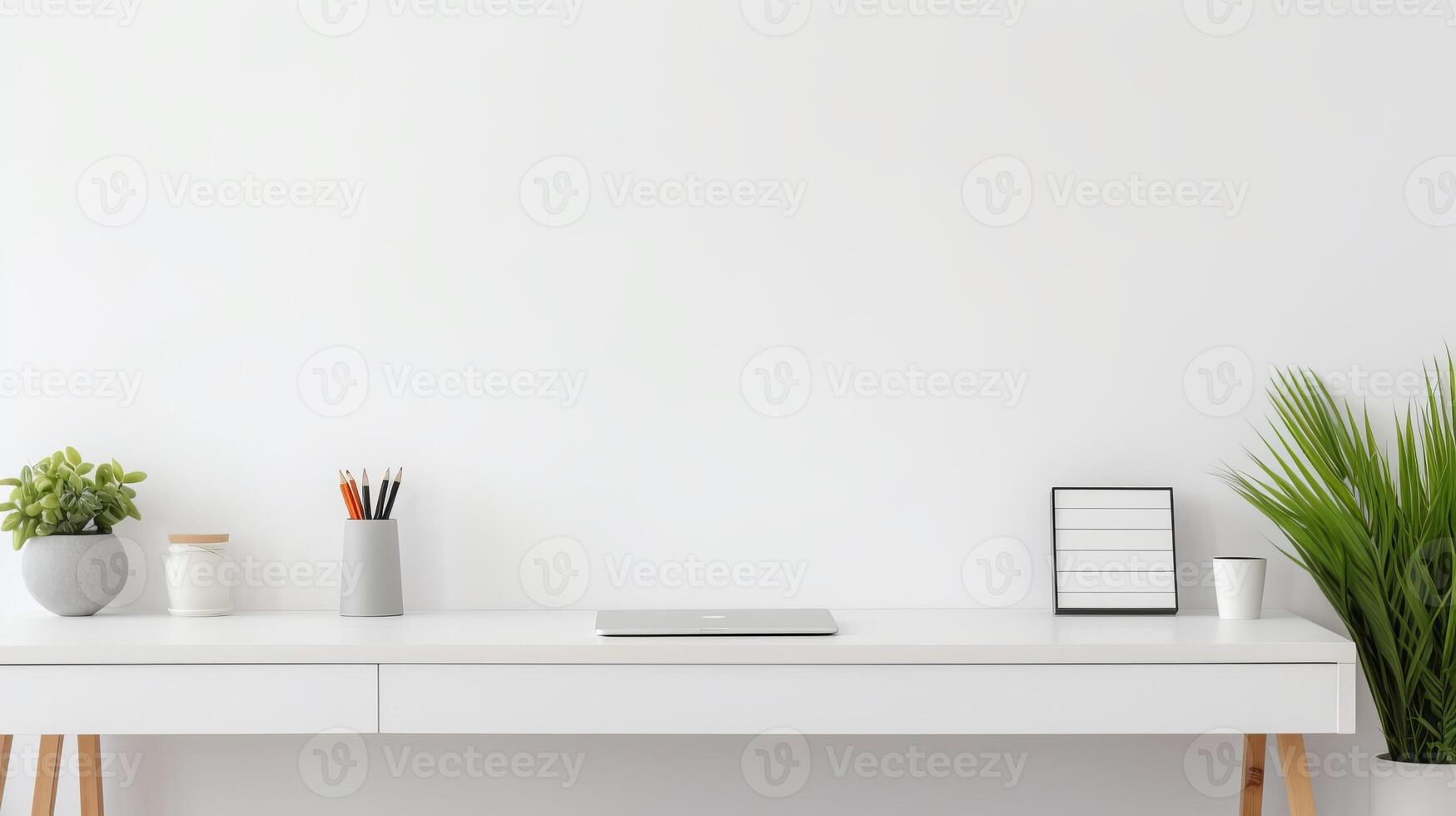 AI generated A minimalist workspace with a clean and uncluttered look. Generative AI photo