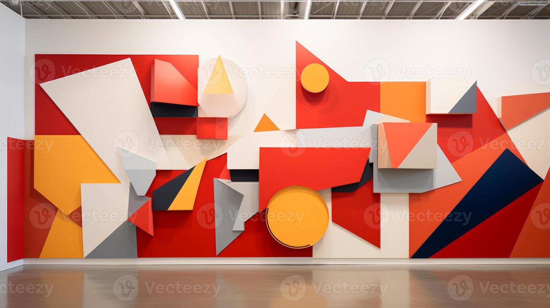 AI generated A modern art installation with bold geometric shapes ...