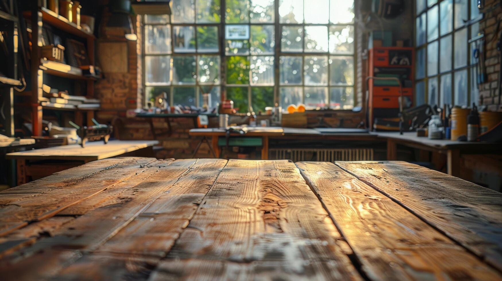 AI generated Wooden Table Among Many Drawers photo