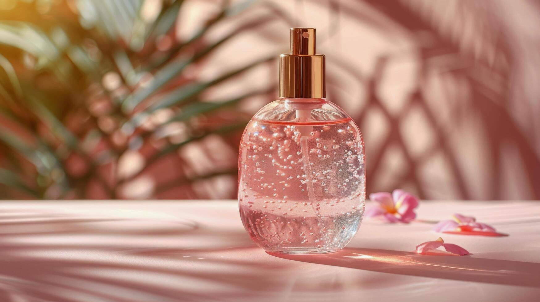 AI generated Bottle of Liquid Next to Plant photo