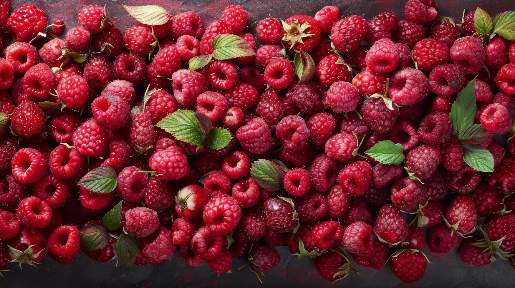AI generated Fresh Raspberries With Leaves photo