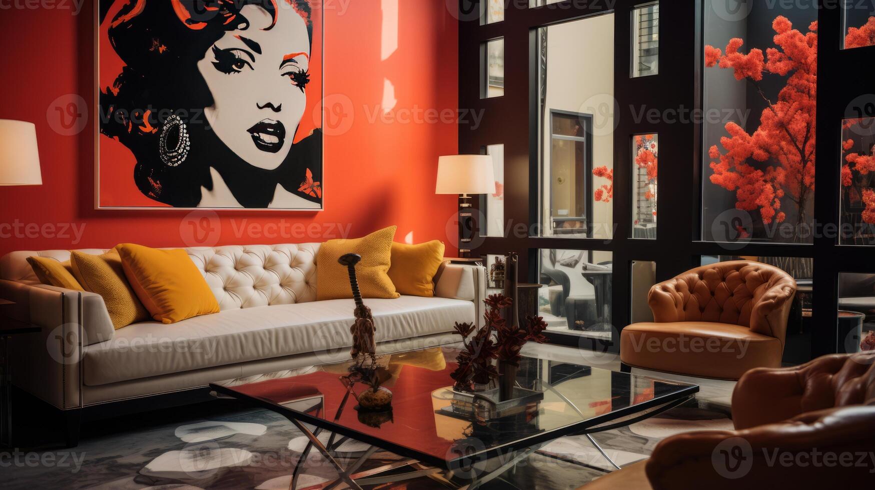 AI generated Artistic decor in a chic boutique hotel. Generative AI photo