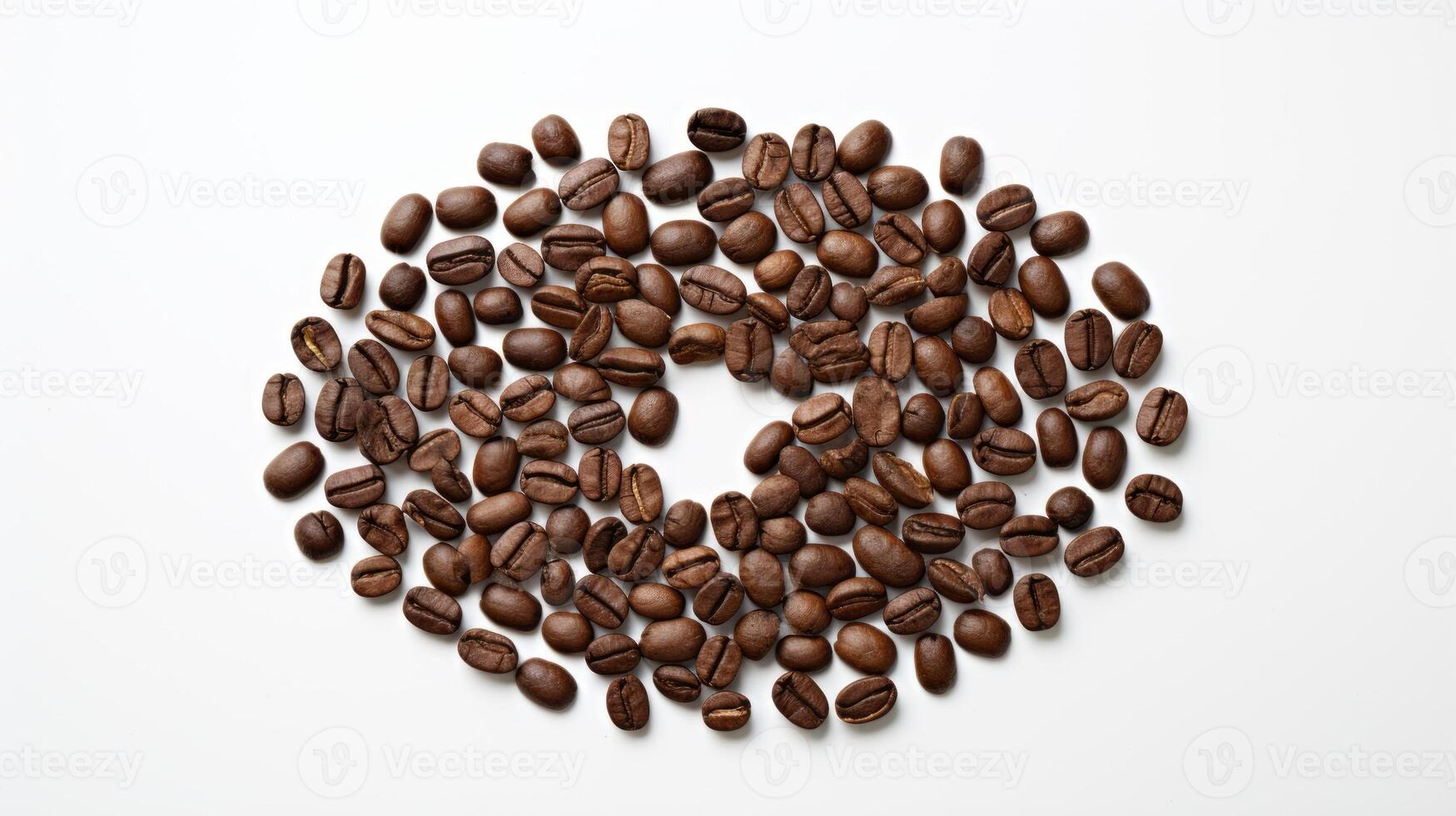 AI generated Coffee beans in circular pattern. Generative AI photo