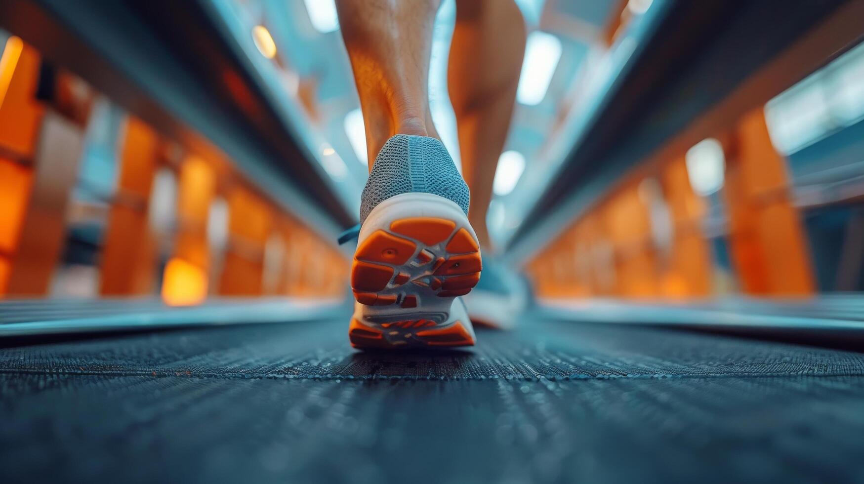 AI generated Close-Up of Person Running on Treadmill photo