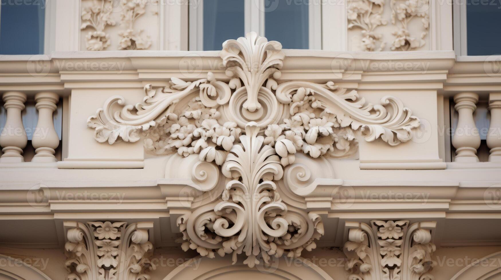 AI generated Decorative elements on an ornate facade. Generative AI photo
