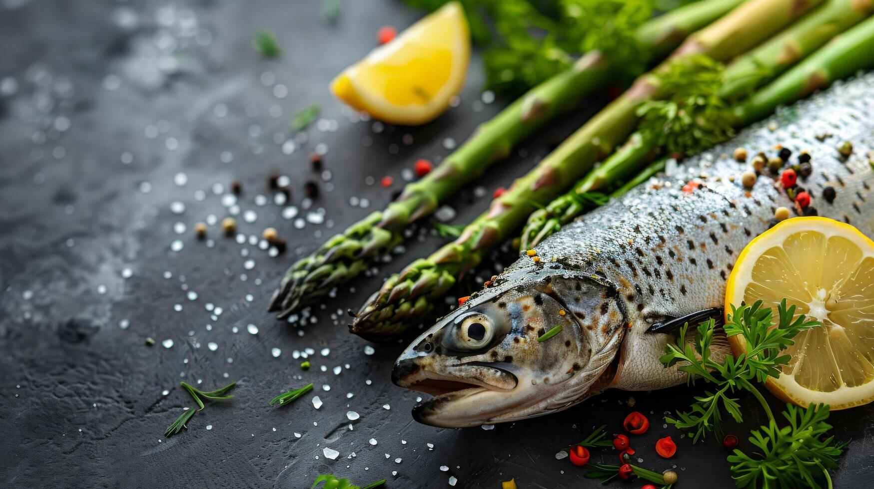 AI generated Fish and Vegetables With Lemons and Spices photo
