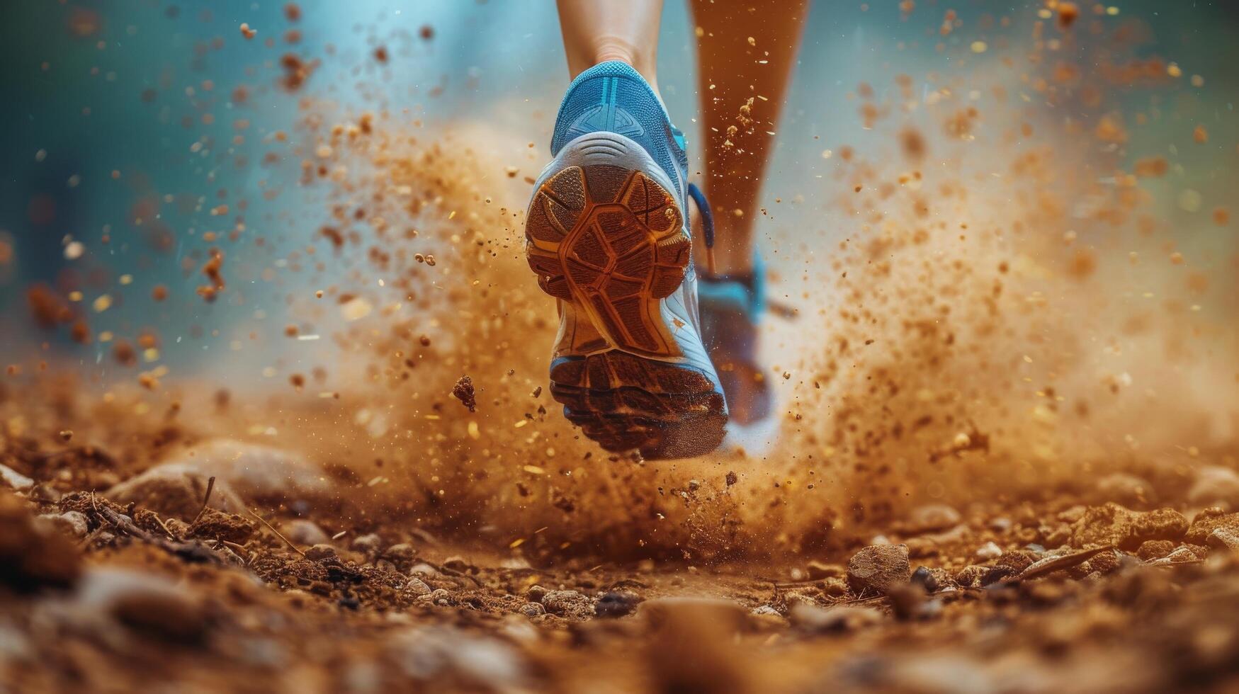 ai generado hombre corriendo en rocoso sendero foto