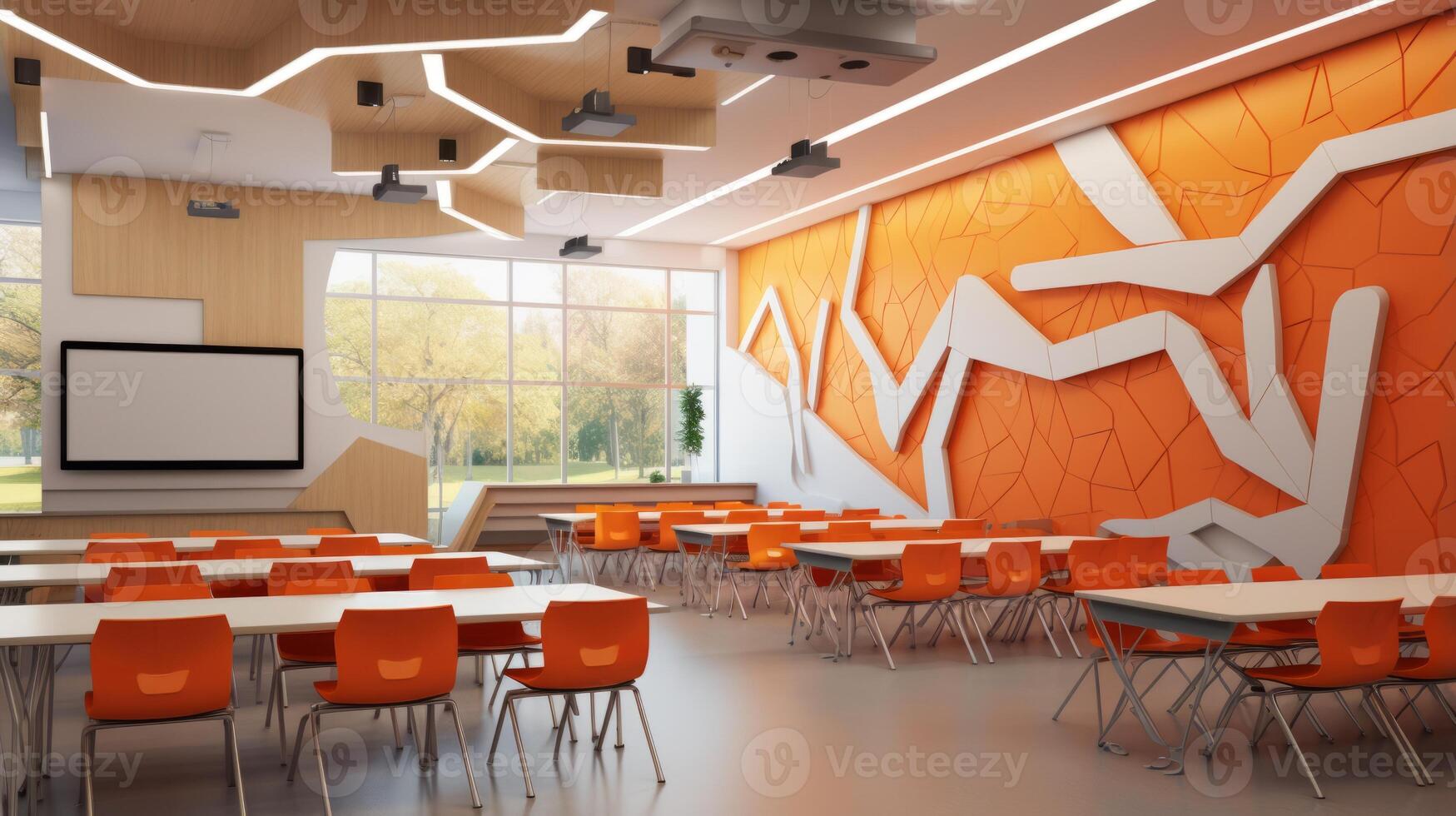 AI generated Innovative architectural design in an educational institution. Generative AI photo