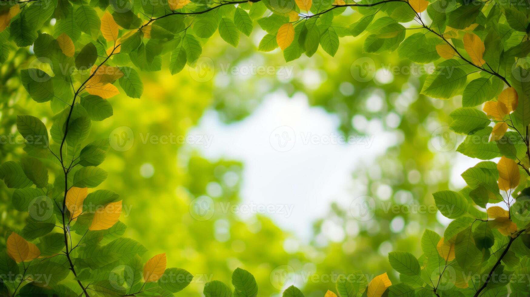 AI generated Leaves forming a natural frame. Generative AI photo