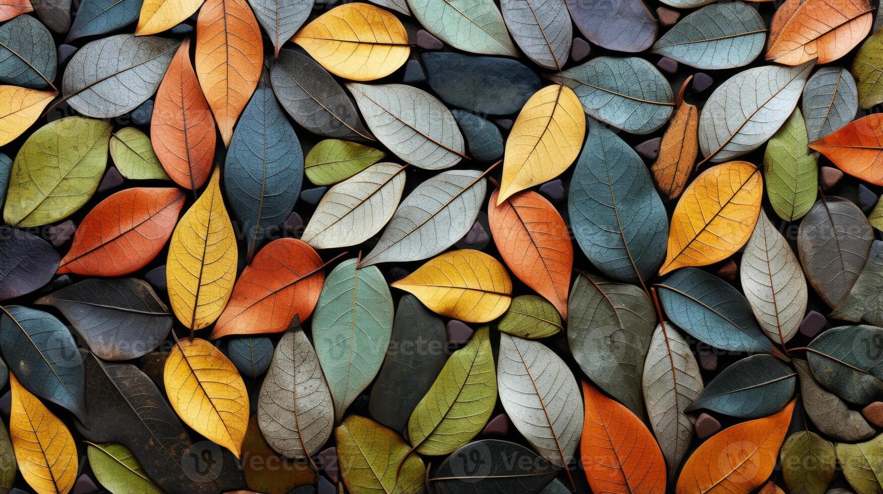 AI generated Leaves forming a natural mosaic. Generative AI photo