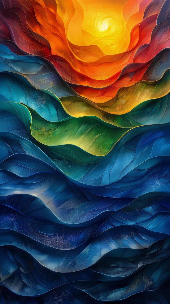 AI generated Sunset Painting Over Water photo
