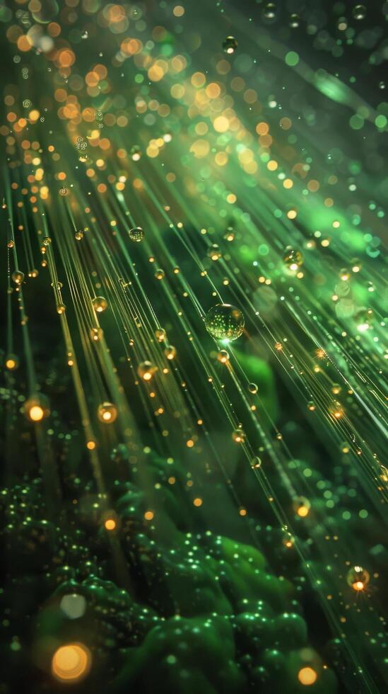 AI generated Green and Yellow Background With Bubbles photo