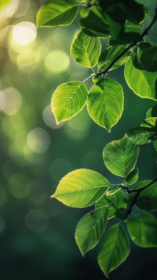 AI generated Close Up of Tree Branch With Leaves photo