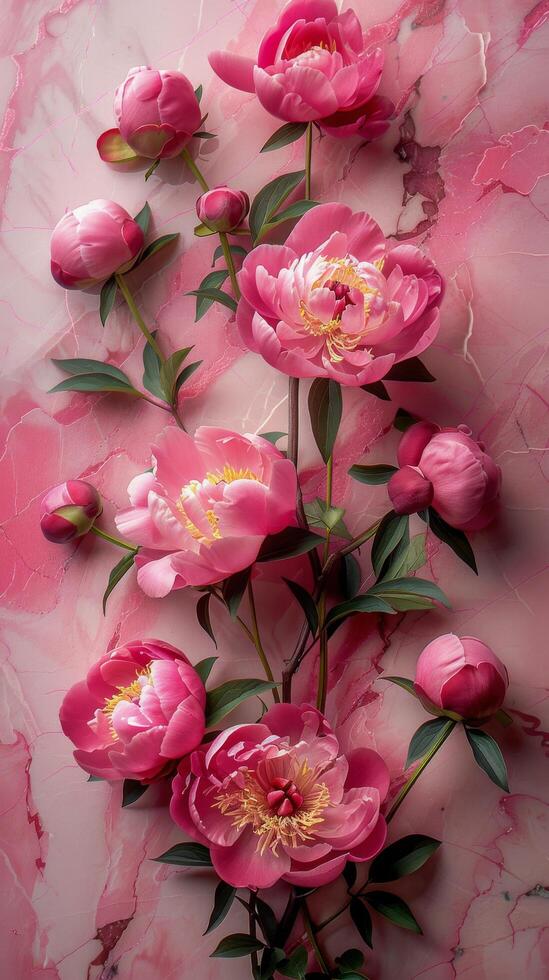 AI generated Pink Flowers on Table photo