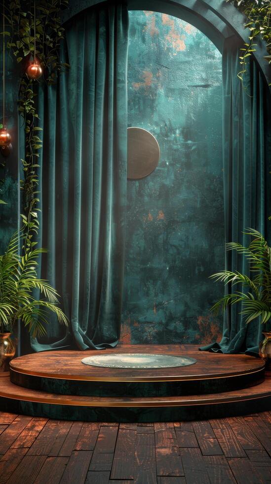 AI generated Illuminated Stage With Podium photo