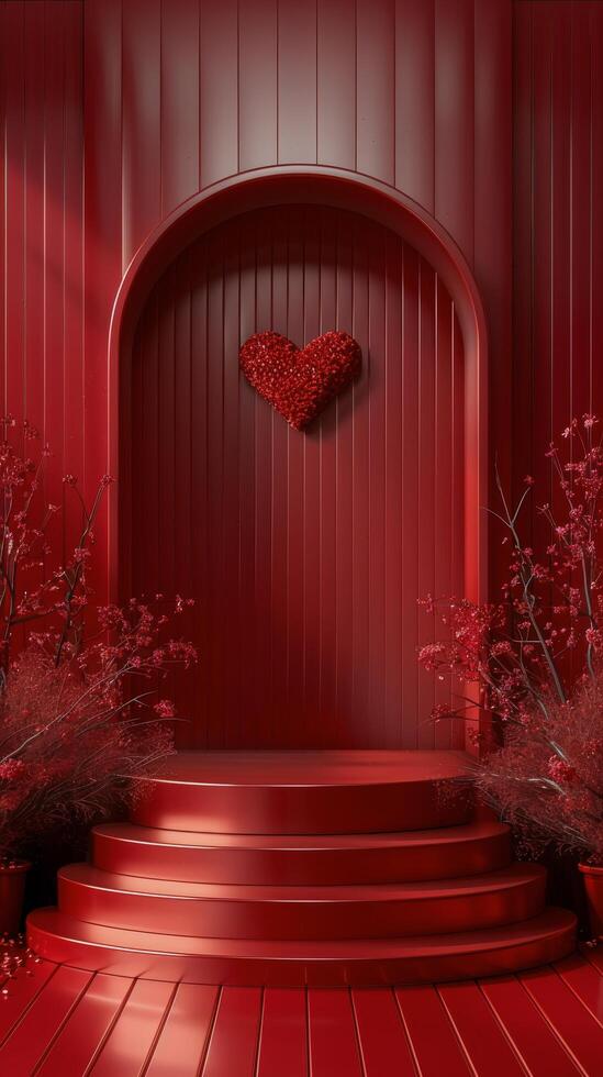 AI generated Red Hearts Floating in Air photo