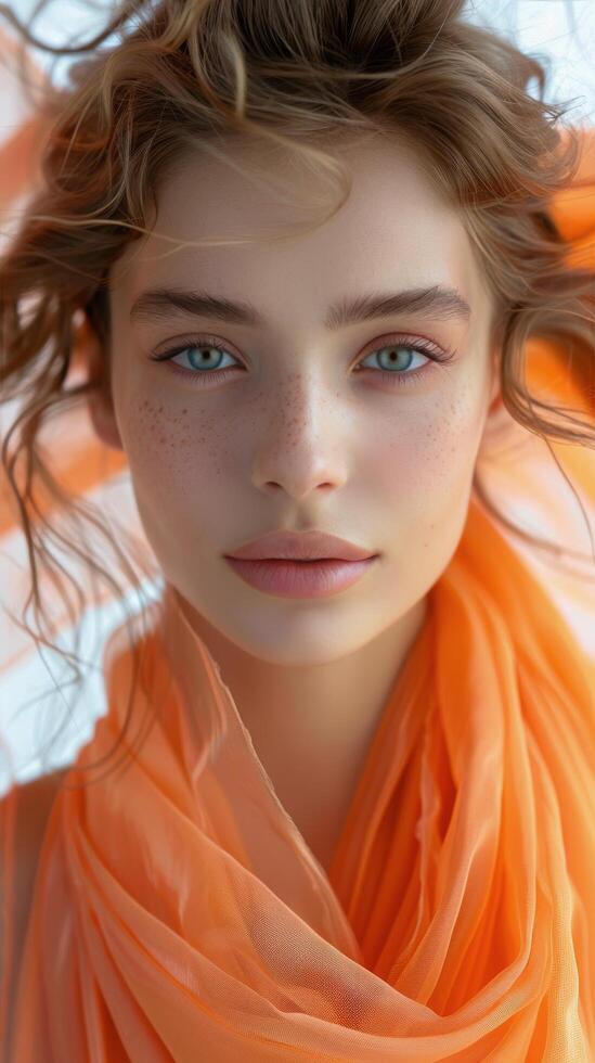 AI generated Portrait of Woman With Orange Hair photo