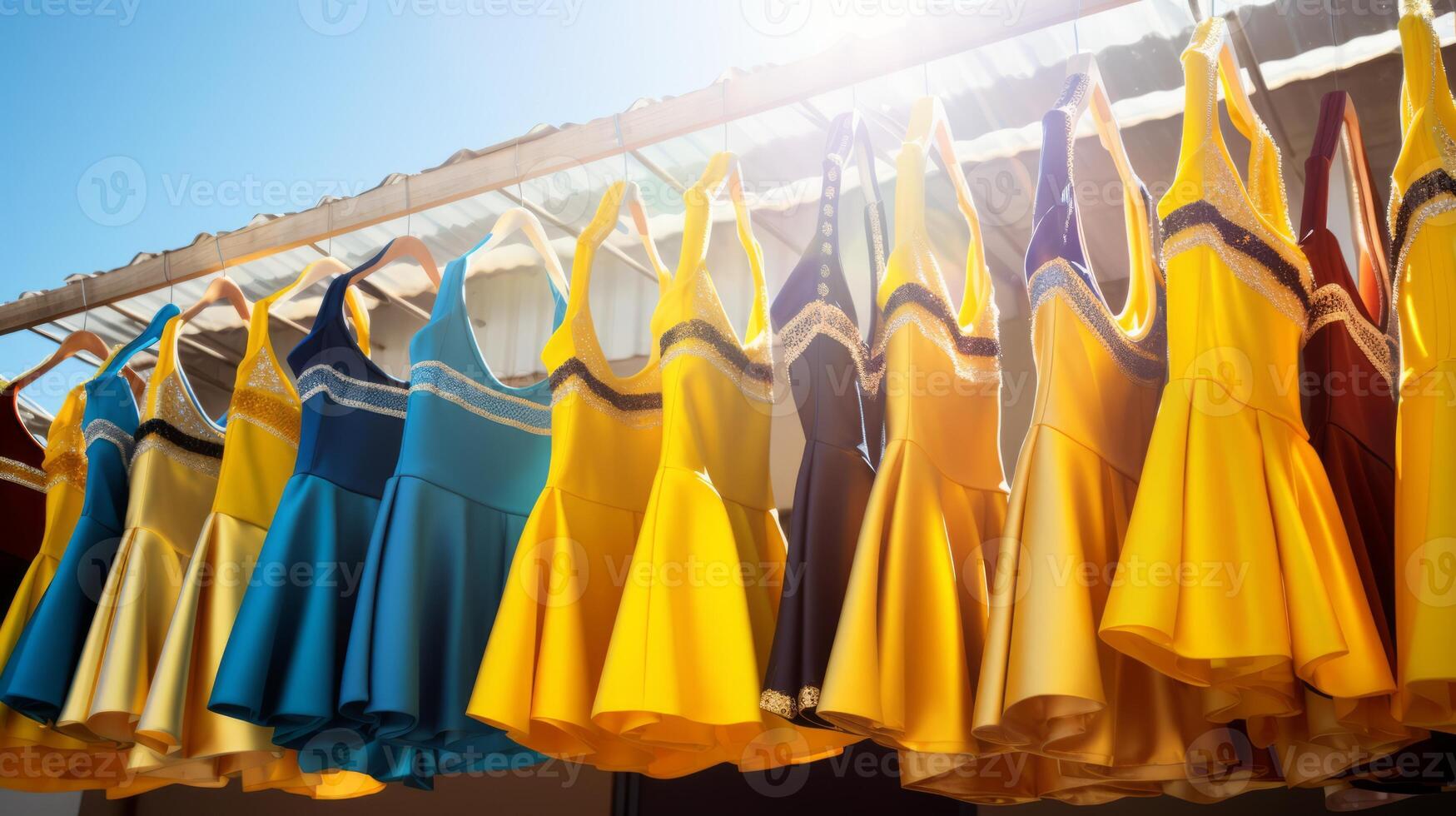 AI generated Sunlit Vibrant Uniforms in sun. Generative AI photo