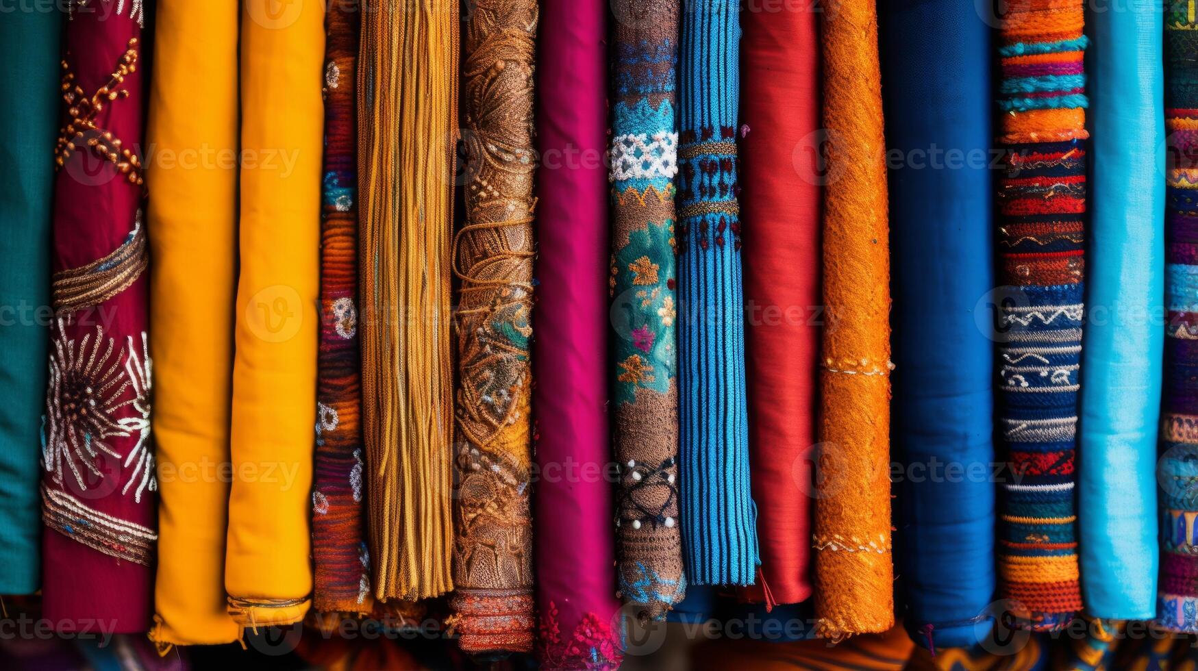 AI generated A border of colorful indian textiles and patterns. Generative AI photo