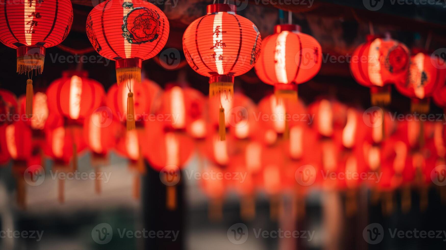 AI generated A border of traditional chinese lanterns and calligraphy. Generative AI photo