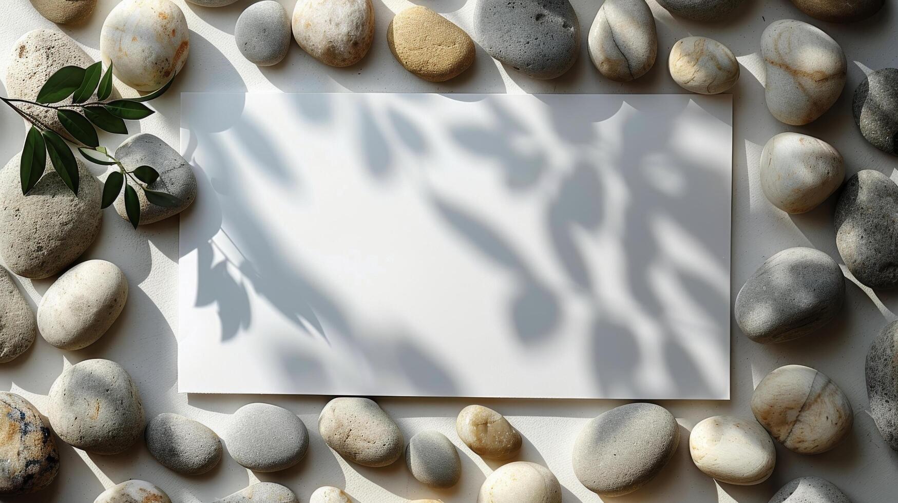 AI generated White Sheet of Paper Surrounded by Rocks photo