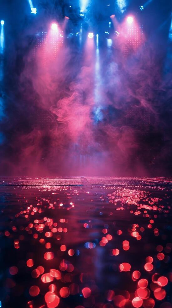 AI generated Red and Blue Light Glowing in Darkness photo