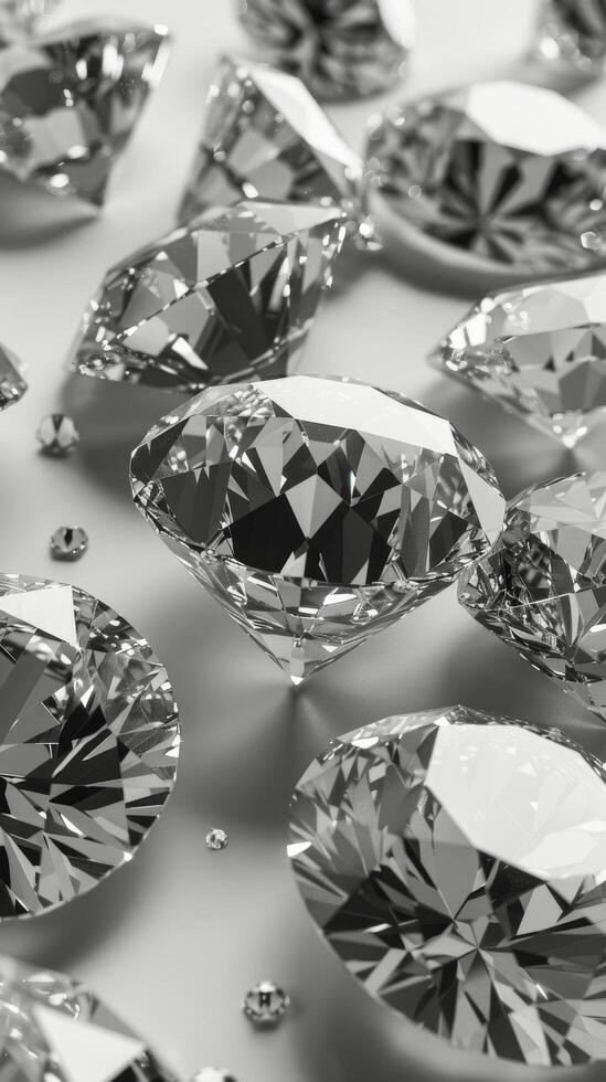 AI generated Group of Diamonds on Table photo