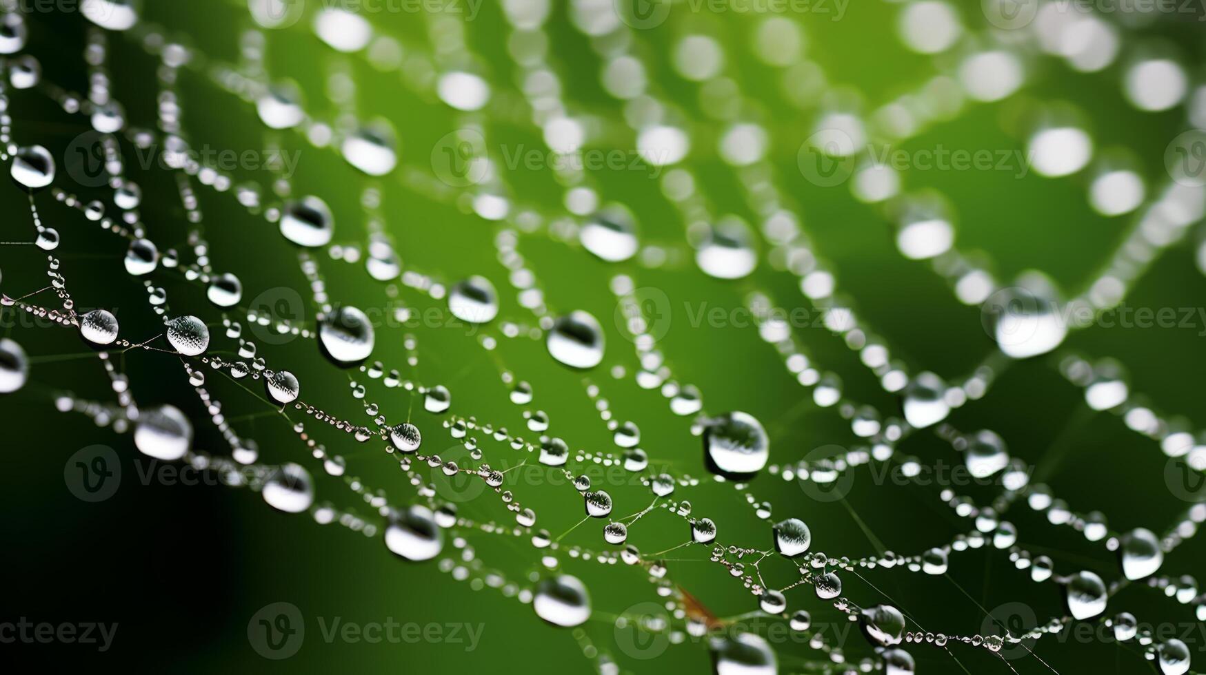 AI generated Close up spiderweb with dewdrops. Generative AI photo