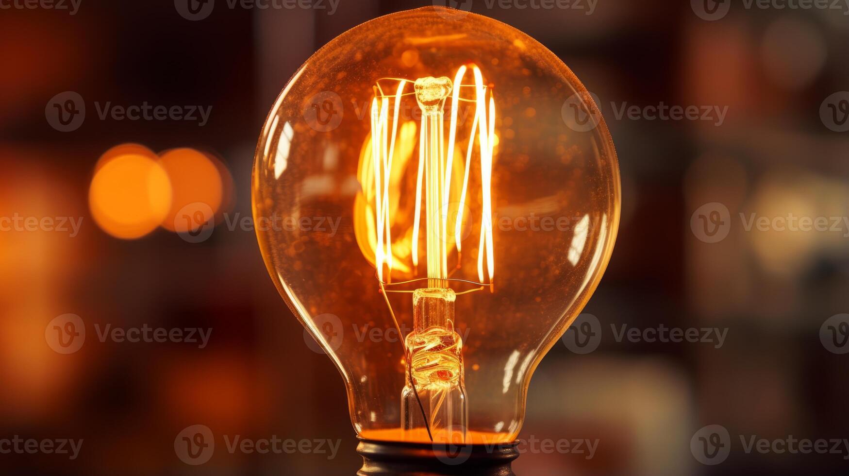 AI generated A closeup of a vintage filament lightbulb. Generative AI photo