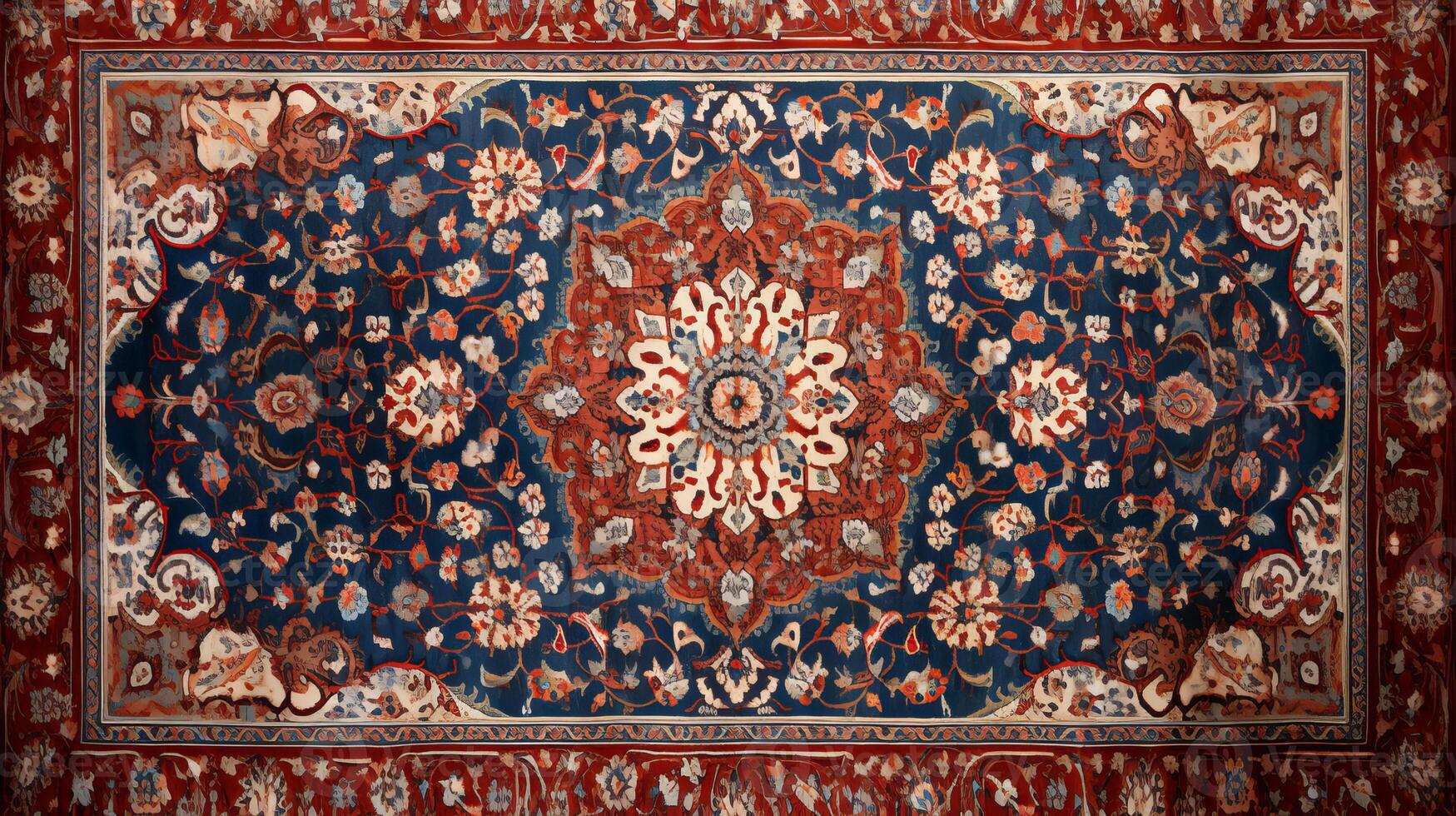 AI generated A decorative islamic carpet with intricate designs. Generative AI photo