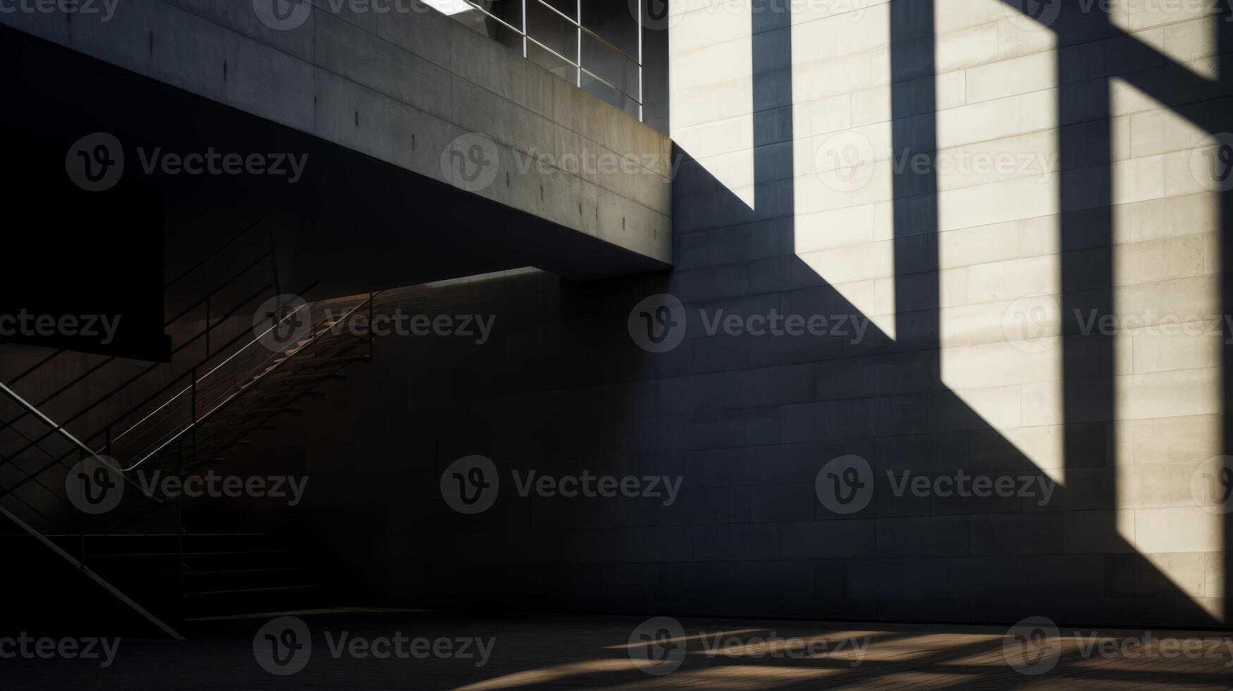 AI generated A dramatic contrast of light and shadow on brutalist walls. Generative AI photo