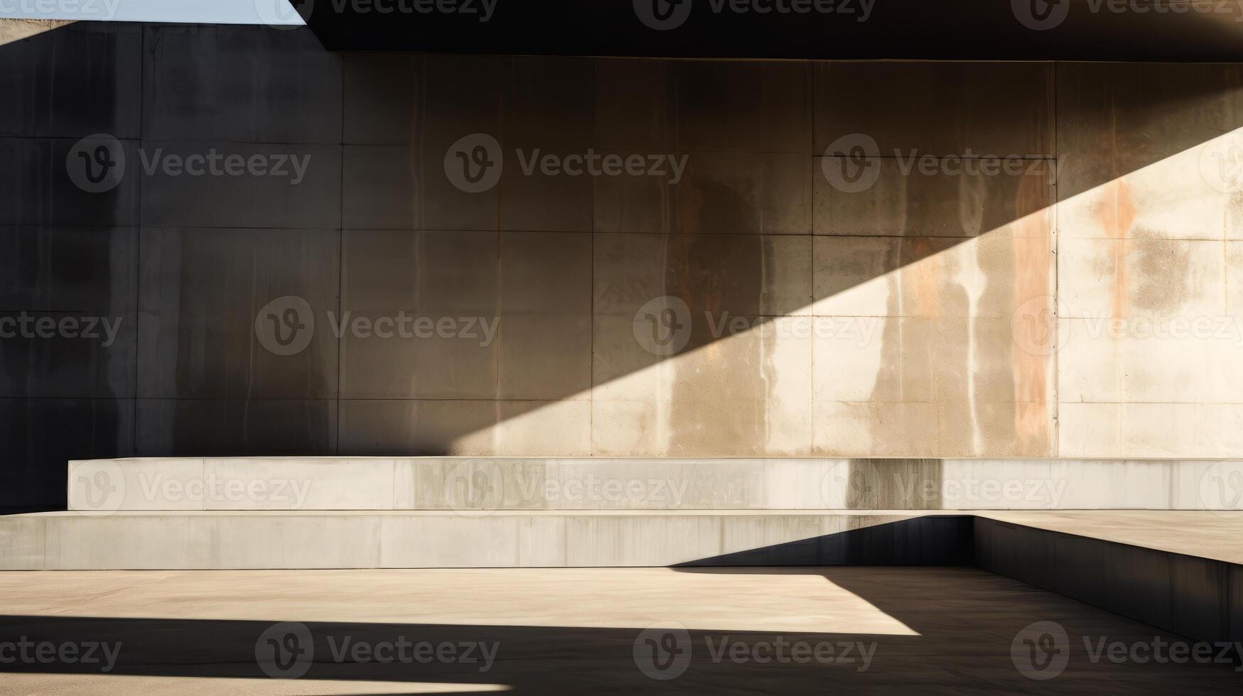 AI generated A dramatic play of light and shadow on textured brutalist surfaces. Generative AI photo