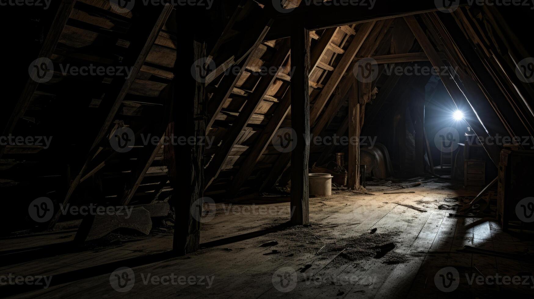AI generated A ghostly presence in an old, forgotten attic. Generative AI photo