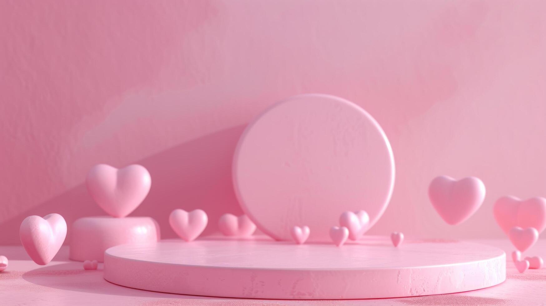 AI generated Empty Pink Minimalistic Round 3D Podium Centered in the Photograph photo