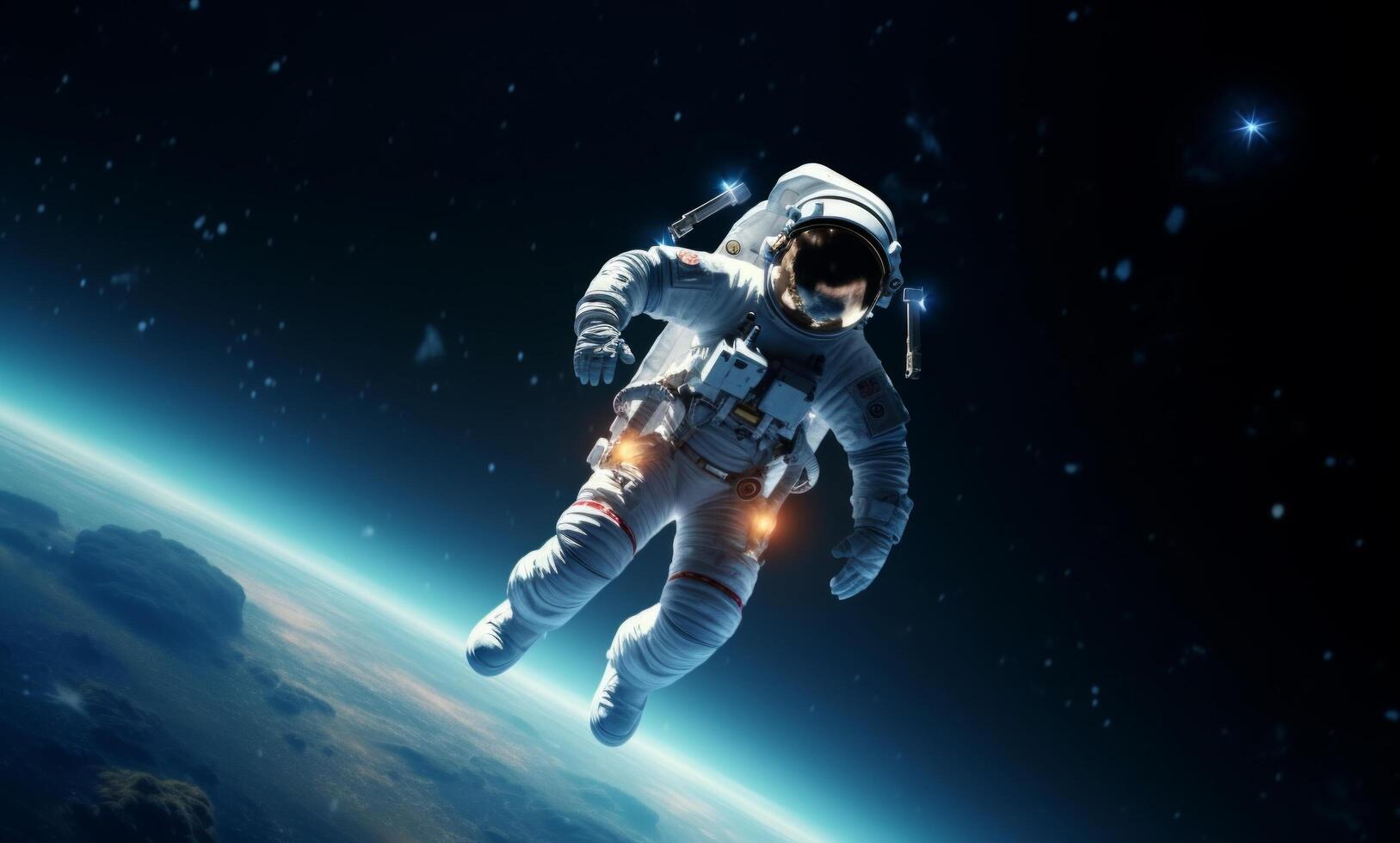AI generated Space Explorer Soars Spiritual Dimensions in Quantum Wavetracing Style photo
