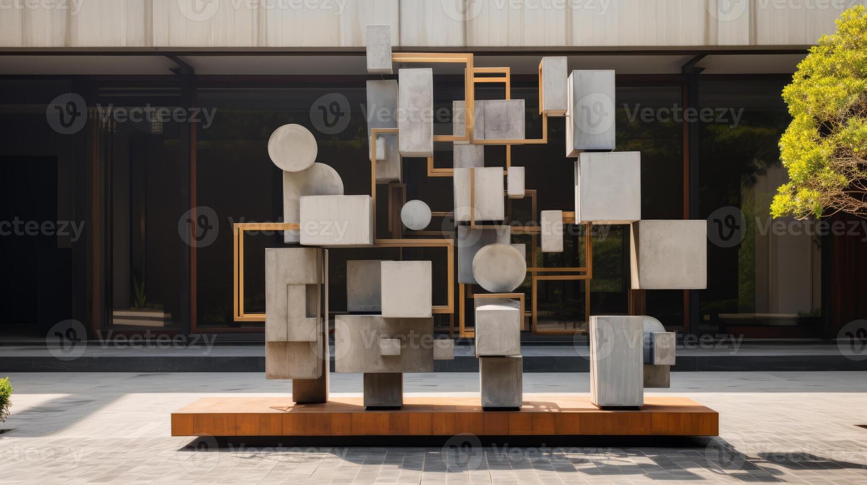 AI generated A modern sculpture harmonizing with brutalist aesthetics. Generative AI photo