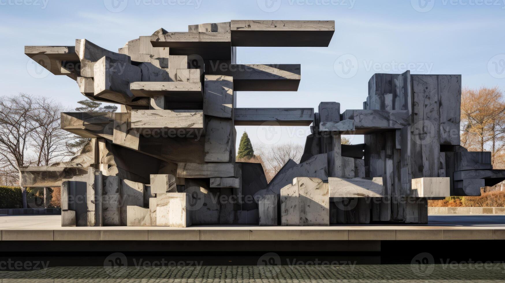 AI generated A modern sculpture harmonizing with brutalist aesthetics. Generative AI photo