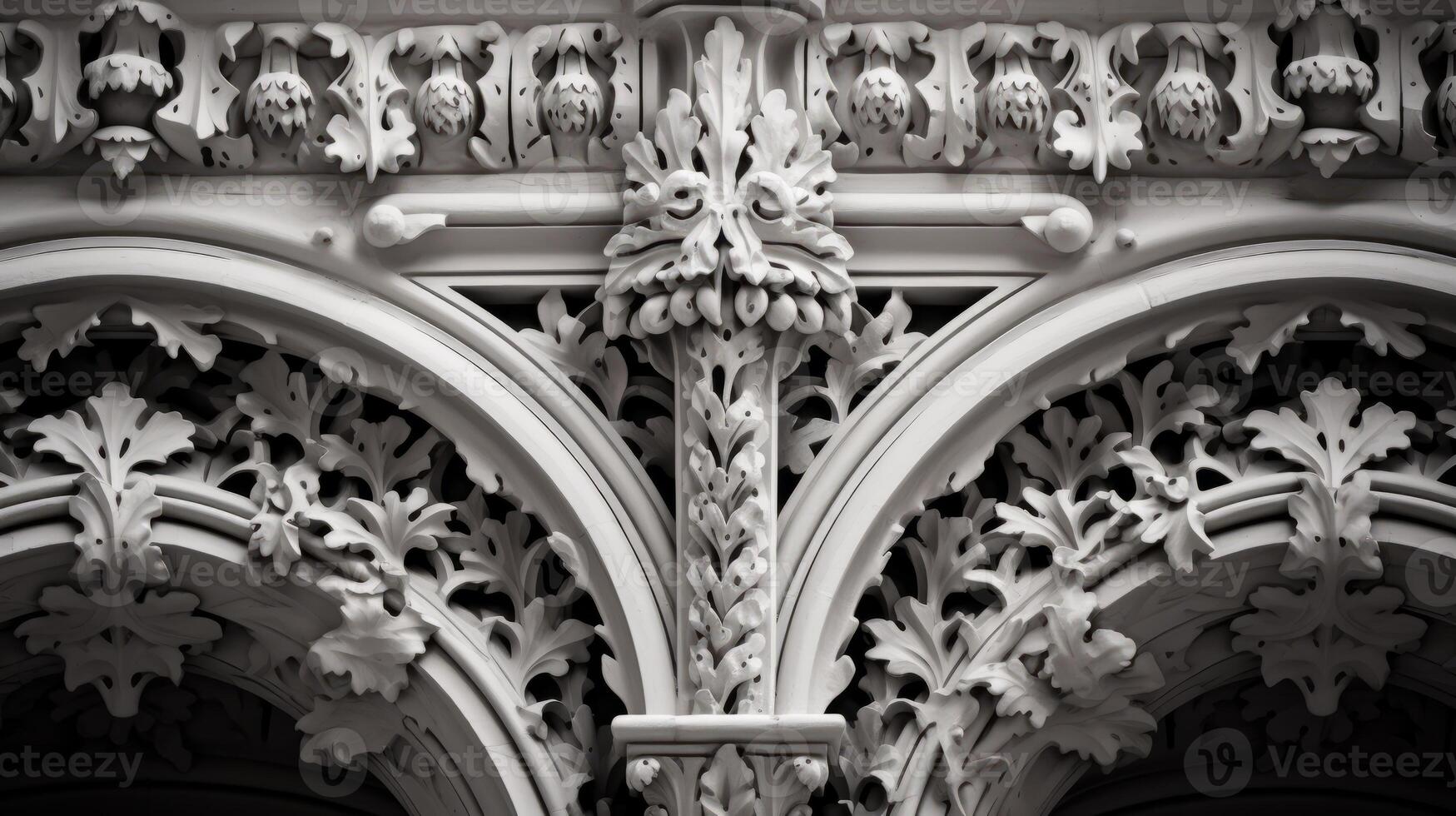 AI generated Monochrome architectural detail, intricate design. Generative AI photo