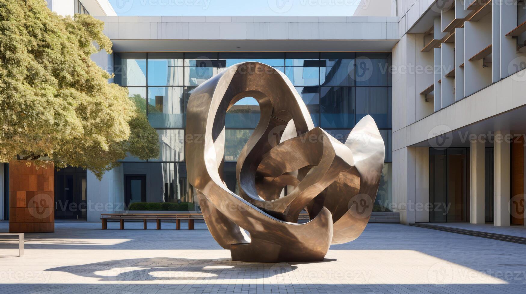AI generated A modern sculpture integrated seamlessly with brutalist surroundings. Generative AI photo