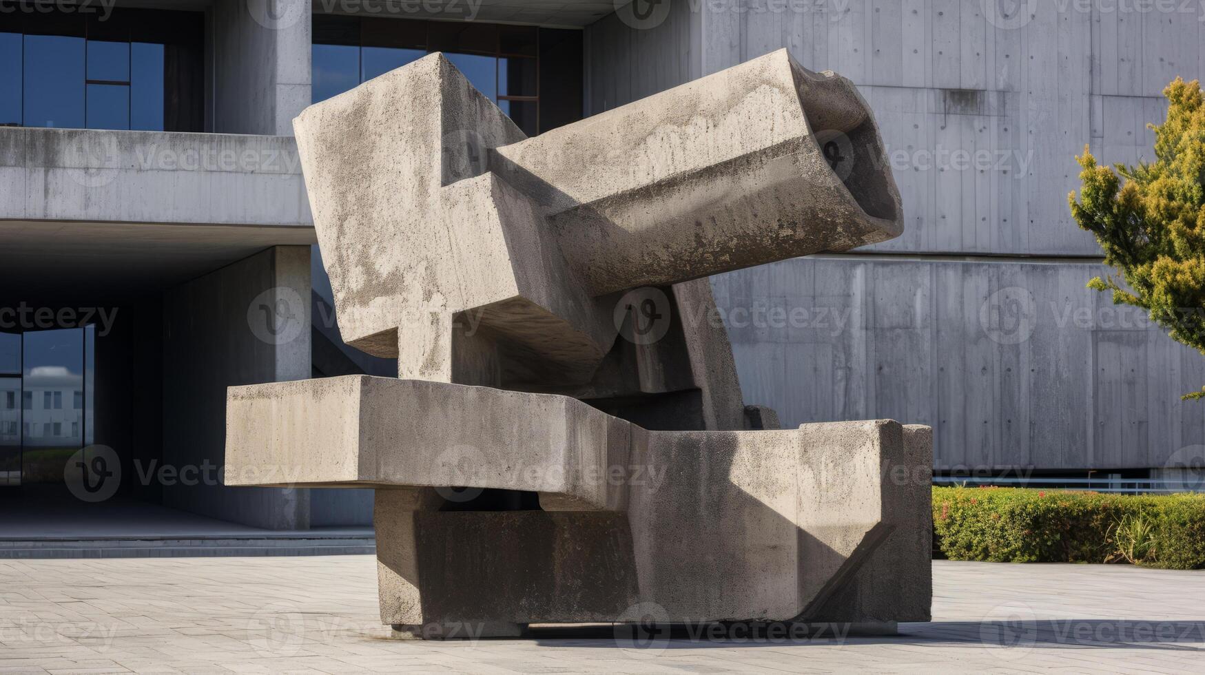 AI generated A modern sculpture complementing brutalist surroundings. Generative AI photo