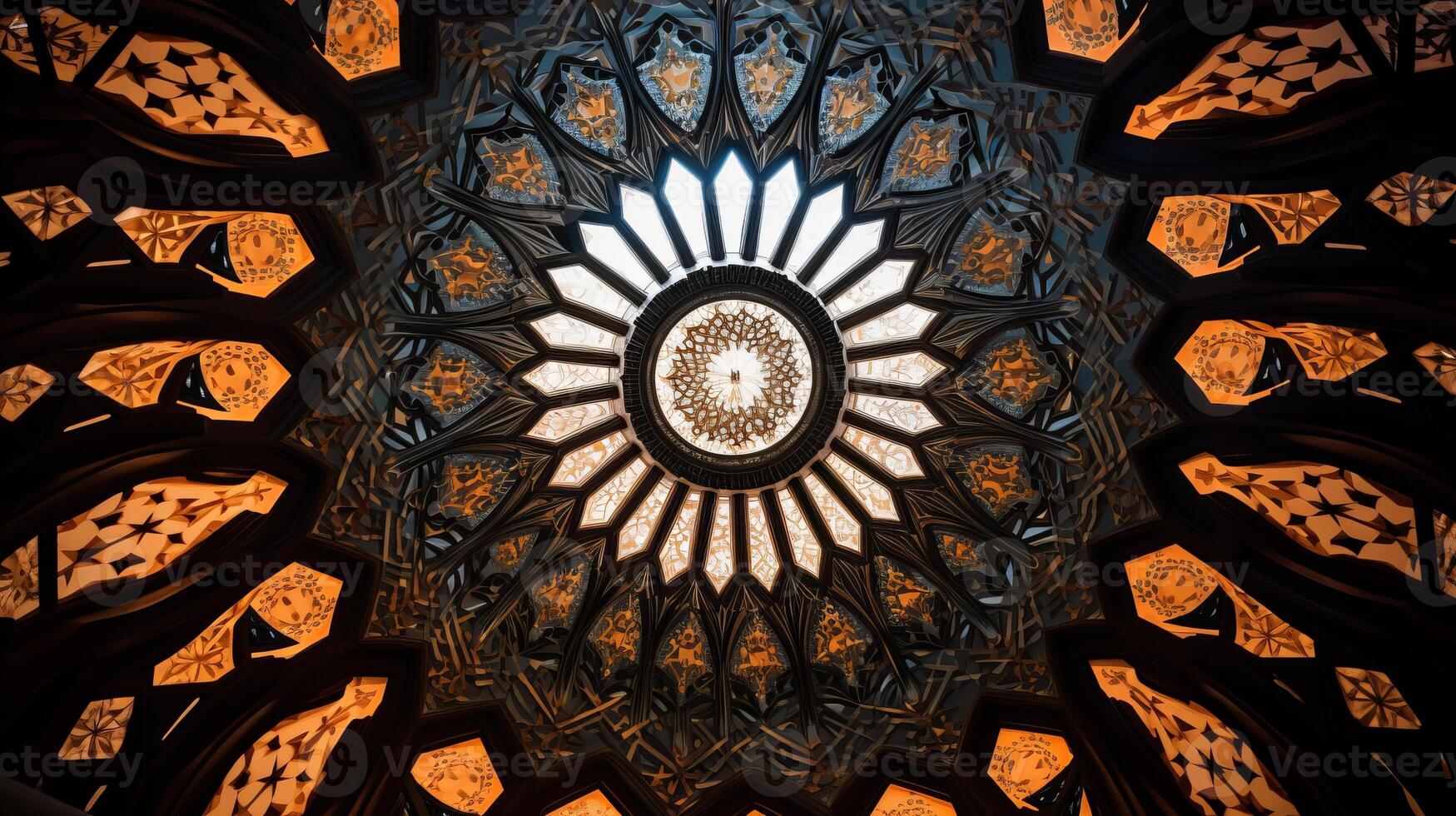 AI generated A mosque's dome with intricate geometric patterns. Generative AI photo