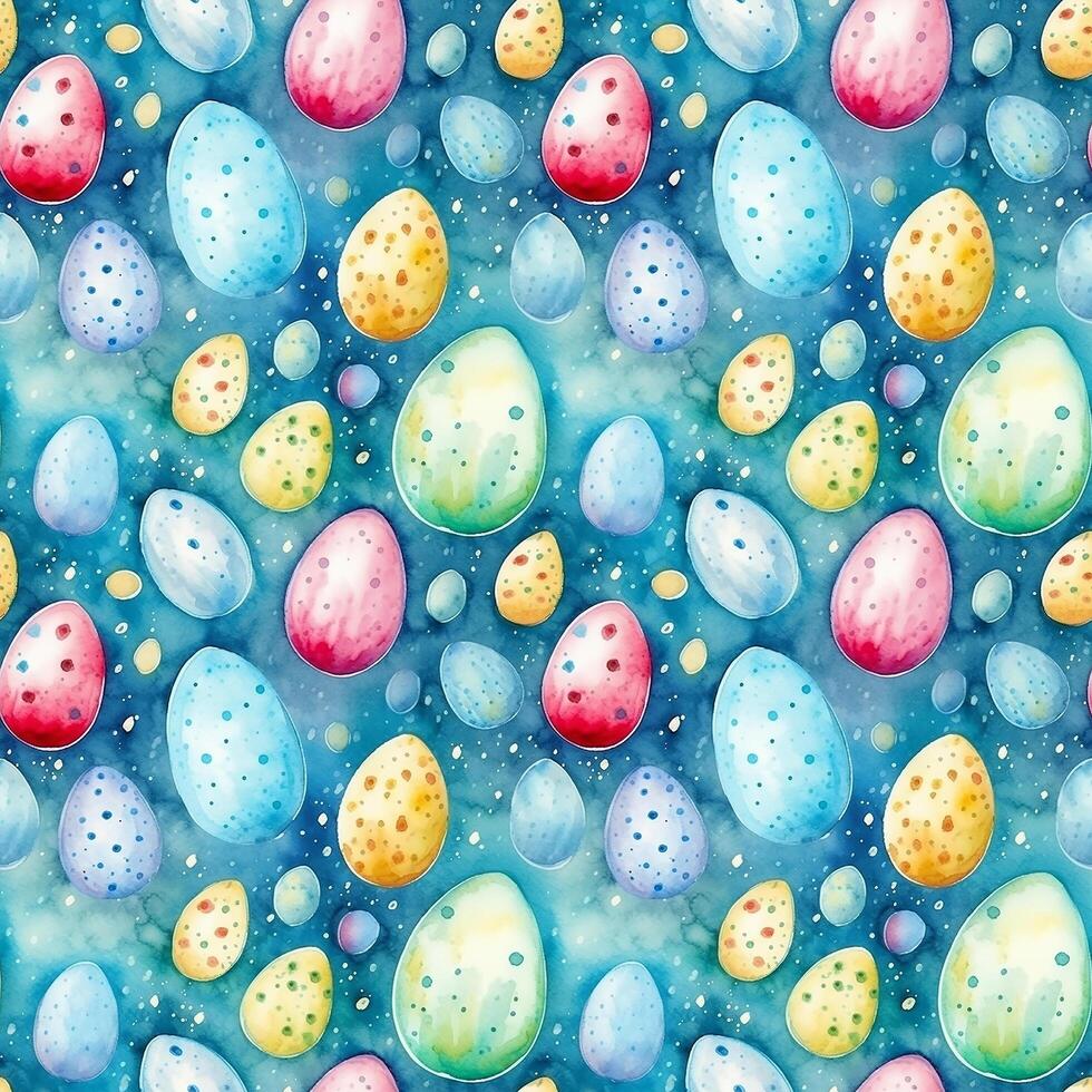 AI generated Vibrant Easter. Egg and Tulip Watercolor Pattern photo