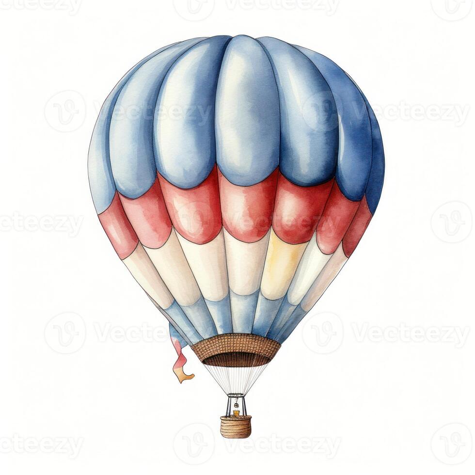 AI generated Hand drawn watercolor painting of hot air balloon photo
