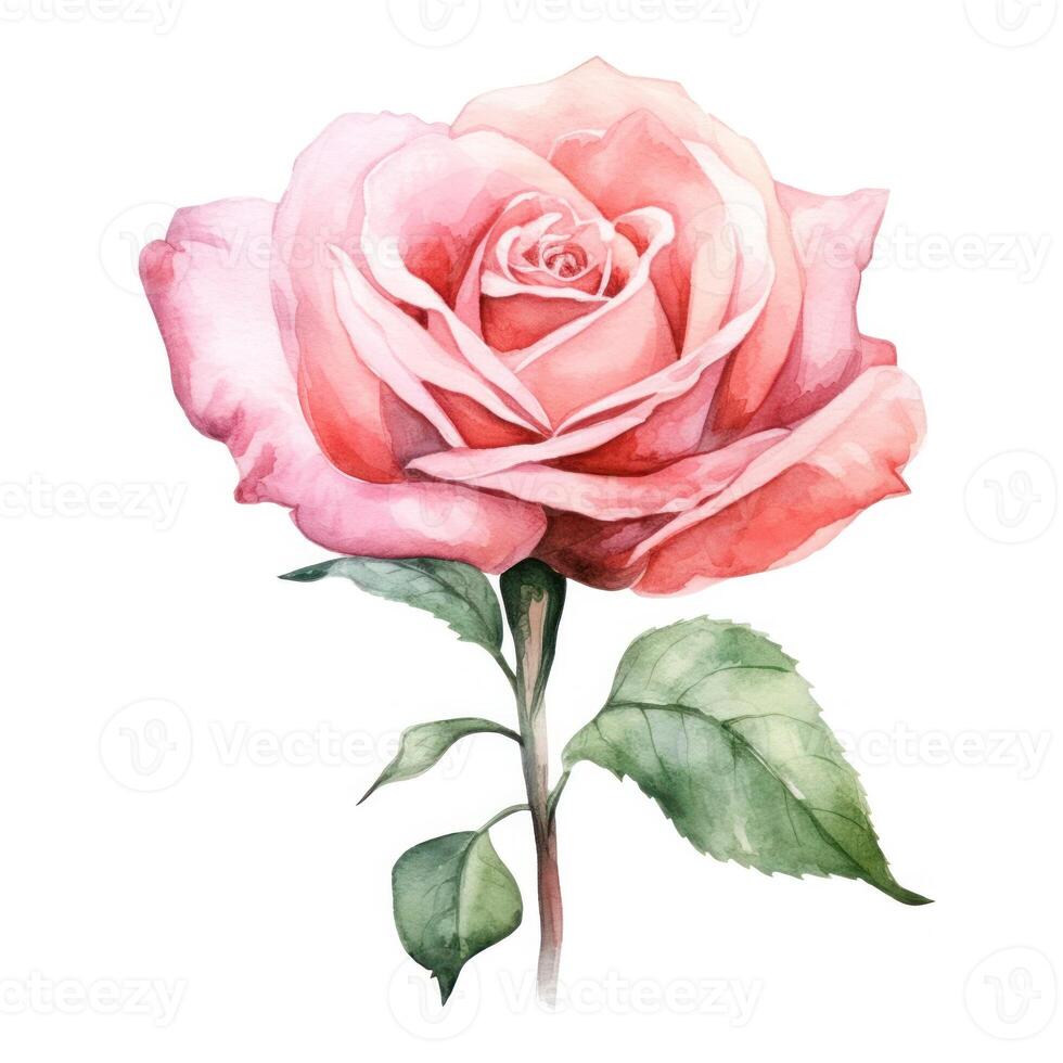 AI generated Hand drawn watercolor painting of rose flower photo