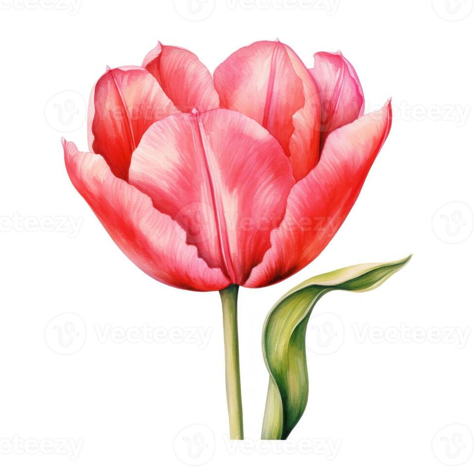 AI generated Hand drawn watercolor painting of tulip flower photo