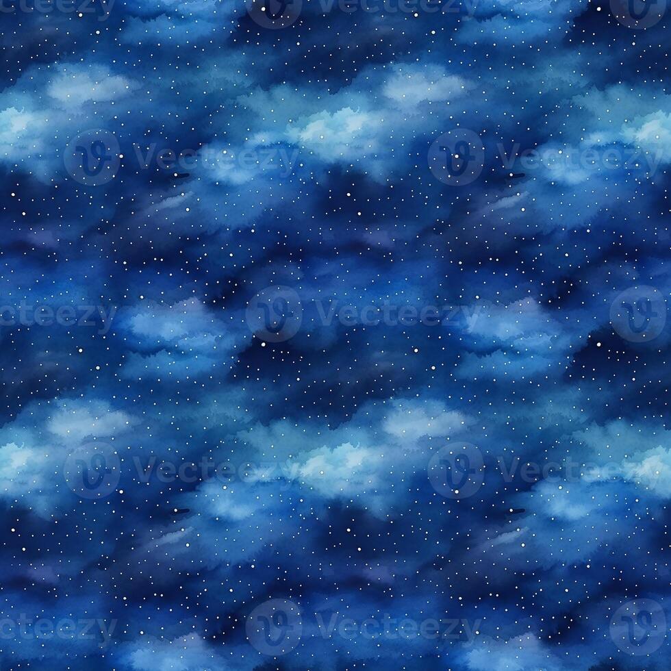 AI generated Cute watercolor pattern with blue clouds. photo