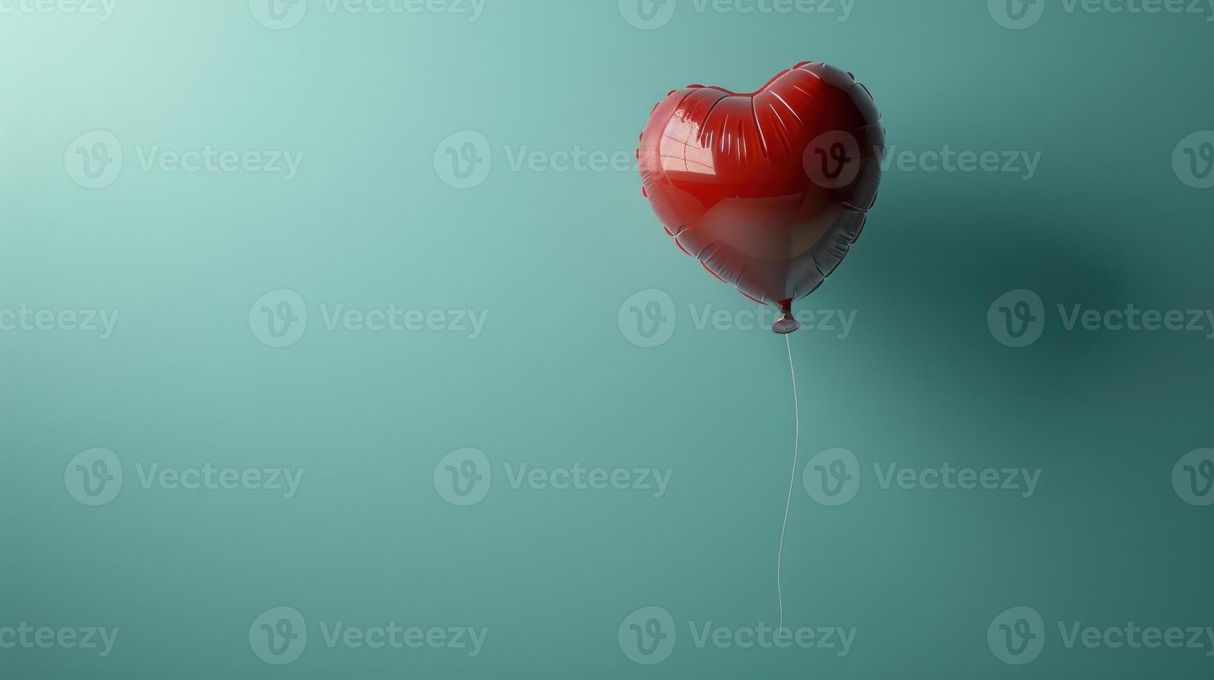 AI generated A small red heart balloon concept depicted on a pastel blue background, encapsulating a minimalistic idea photo