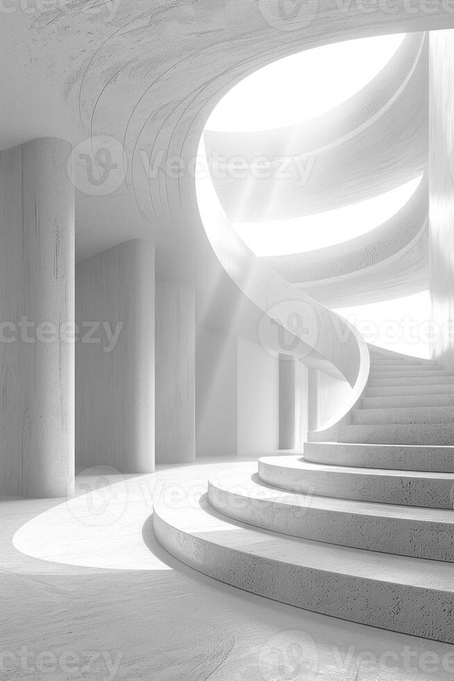 AI generated Abstract architecture background with a white circular building. photo