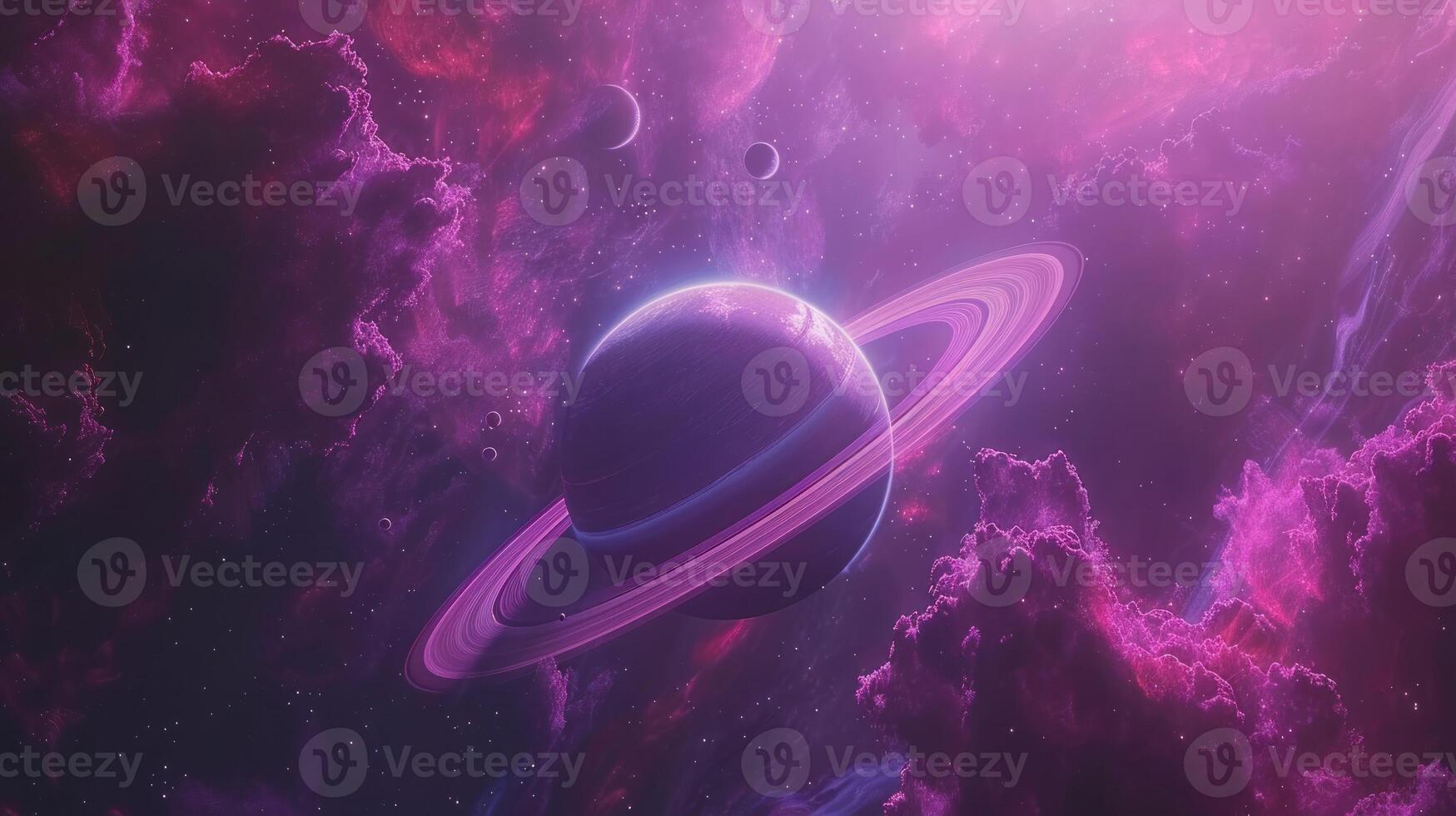 AI generated An image of a planet set against a mesmerizing galaxy backdrop with a purple hue photo